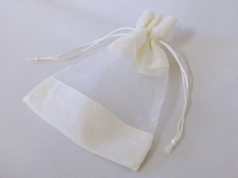 Dárkový sáček juta-organza, 5ks, 13 x 18 cm
