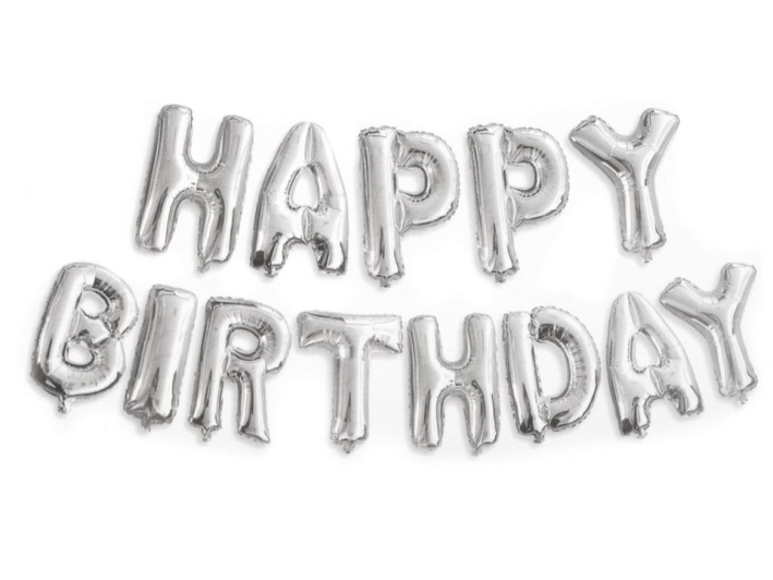 Fóliové balónky - Happy Birthday, stříbrné, 35cm