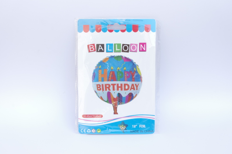 Fóliový balónek - Happy Birthday, 45cm, SVÍČKY - 1KS