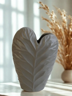 Keramická váza LIST – šedivá, 29 cm