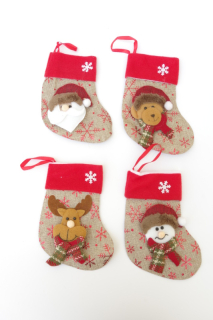 Vánoční dárková ponožka, 4 designy - 18 cm - 1ks