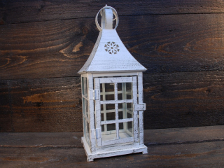 Lucerna kovová bílá, 31cm